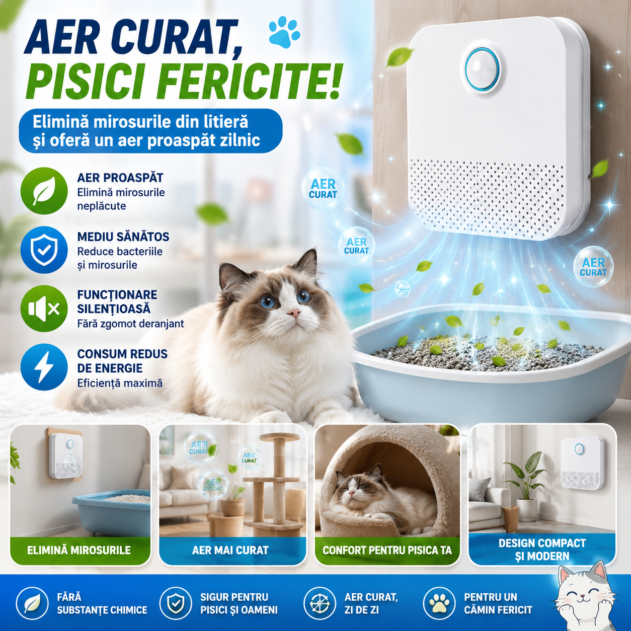 Purificator Anti-Miros pentru Litieră FreshCat™