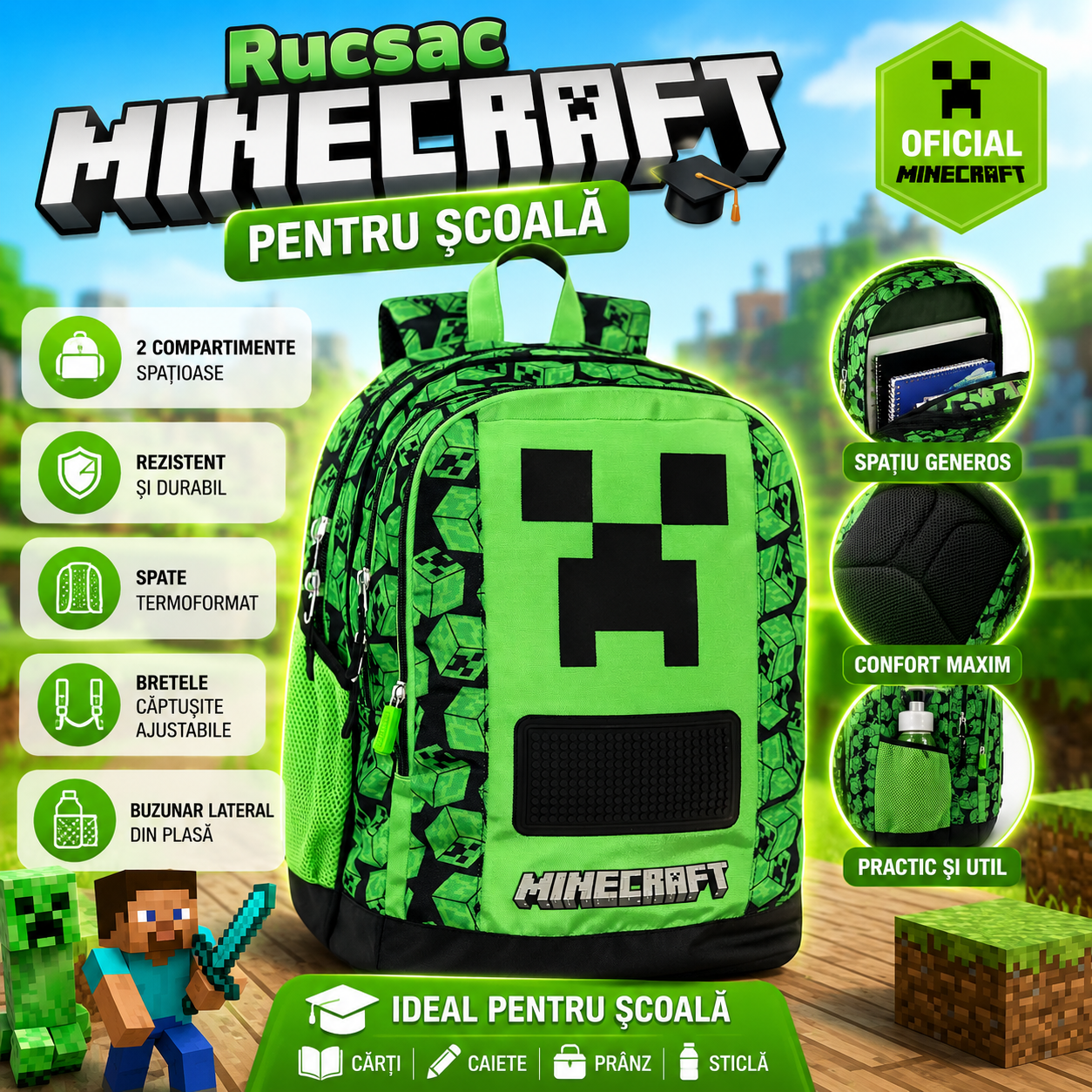 Rucsac Școlar MineCraft MineBag™
